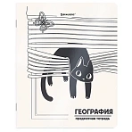 Тетрадь предметная КОТ-НЕПОСЕДА 48 л., пластиковая обложка, ГЕОГРАФИЯ, клетка, подсказ, BRAUBERG
