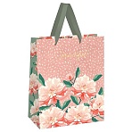 Пакет подарочный 26×32×12см MESHU «Flowers», фольга, матовая ламинация