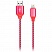 превью Кабель Smartbuy iK-512NS, USB(AM) - Lightning(M), для Apple, в оплетке, 2A output, 1м, красный