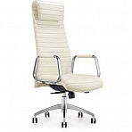 Кресло руководителя Echair-528 ML (кожа белая, полированный алюминий)