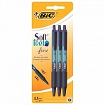 Ручки шариковые автоматические с грипом BIC «Soft Feel Fine», НАБОР 3 шт., линия письма 0.8 мм, блистер