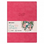 Тетрадь 60 л. без линовки обложка кожзам под замшу, сшивка, B5 (179×250мм), КОРАЛЛОВЫЙ, BRAUBERG CAPRISE