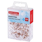 Силовые кнопки-гвоздики BRAUBERG CLEAR & GOLDпрозрачные с золотистым (шарики)100 штук11 мм272760
