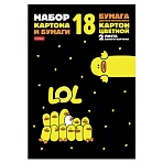 Набор картона и бумаги A4, мелованные 18 л. (8 цвет. картона + 8 цвет. бумаги + 2 белого картона) в папке, HATBER, 200×290, «Утята», 079824