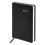 Ежедневник датированный 2026, А5, 138×213 мм, BRAUBERG «Select», балакрон, черный