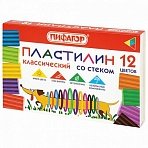 Пластилин классический ПИФАГОР «Веселая такса», 12 цветов, 180 г, СО СТЕКОМ