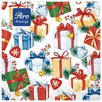 Салфетки бумажные 20 шт., 33×33 см, «Подарки», 3-слойные, PERO «Prestige»