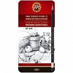 Набор карандашей ч/г Koh-I-Noor «Toison D`or 1902 Art» 12шт, 8B-8H, заточен., метал. пенал