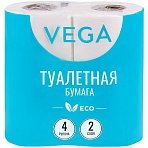 Бумага туалетная Vega 2-слойная, 4шт., эко, 15м, тиснение, белая