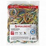 Резинки банковские универсальные диаметром 40 мм, BRAUBERG 250 г, цветные, натуральный каучук