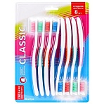 Зубная щетка средней жесткости CLASSIC, КОМПЛЕКТ 8 шт., LAIMA DENT