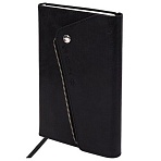 Ежедневник датированный 2026, А5, 145×213 мм, BRAUBERG «Jacket», под кожу, клапан, держатель, черный, 11739