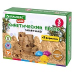 Песок для лепки кинетический, цвет песочный, 3 кг, коробка-песочница, формочки, BRAUBERG KIDS