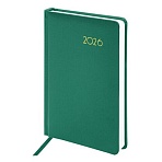 Ежедневник датированный 2026, А5, 138×213 мм, BRAUBERG «Select», балакрон, зеленый