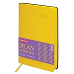 Ежедневник датированный 2026 А5 138×213 мм, BRAUBERG «Stylish», под кожу, гибкий, желтый