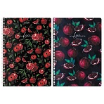 Тетрадь А4, 96 л., BRAUBERG, гребень, клетка, глянцевый лак, «Гранаты» (микс в спайке)