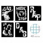 Тетрадь А5 48л. АЛЬТ скоба, клетка, глянцевый лак, Rap & Dab (5 видов)