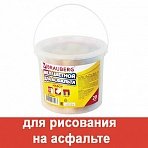 Мел цветной BRAUBERG, набор 20 шт., круглый, для рисования на асфальте, пластиковое ведро