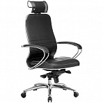 Кресло руководителя Метта «Samurai» KL-2.02/KL-2.03, 3D подголовник, кожа черная