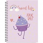 Бизнес-тетрадь Attache Selection Sweet Life Капкейк A5 96 листов разноцветная в клетку на спирали (145×203 мм)