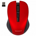 Мышь беспроводная с бесшумным кликом SONNEN V18, USB, 800/1200/1600 dpi, 4 кнопки, красная
