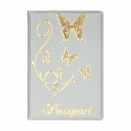 Обложка для паспорта OfficeSpace «Бабочки» мягкий полиуретан, серебро, тиснение золотом