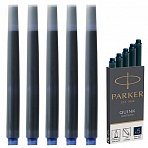 Картриджи чернильные PARKER «Cartridge Quink», КОМПЛЕКТ 5 шт., темно-синие