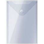 Папка-конверт на кнопке СТАММ А6 (105×148мм), 150мкм, пластик, прозрачная, бесцветная