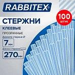 Клеевые стержни прозрачные, клейкость СТАНДАРТ (ремонт, хобби), 7×270 мм, 100 штук, RABBITEX (РАББИТЕКС)