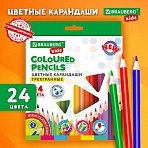 Карандаши цветные BRAUBERG KIDS NEW, 24 цвета, трехгранные, грифель 3 мм