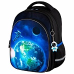 Рюкзак BRAUBERG OPTIMA, 2 отделения, с брелоком, «Brave astronaut», 3D-панель, 36×27х18 см