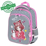 Ранец BRAUBERG QUADRO, 3 отделения, с брелком, «Anime friends», 37×28х18 см