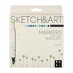 Набор маркеров Sketch&Art Морской пейзаж двусторонних 12 цветов (толщина линии 1-5 мм)