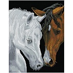 Алмазная мозаика ТРИ СОВЫ «Лошади», 40×50см, холст на деревянном подрамнике, картонная коробка с пластиковой ручкой
