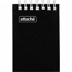 Блокнот Attache 60 листов черный в клетку на спирали (70×100 мм)