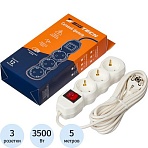 Сетевой фильтр BigTech ST316-5-W(3р/5м/16А/3.5кВт/3×1 мм2/белый)