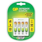 Зарядное устройство с аккумуляторными батарейками Ni-Mh 4 шт ААА 1000 mAh, GP