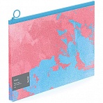 Папка-конверт на молнии с расширением Berlingo «Haze», 180мкм, розовая/голубая, с рисунком, с эффектом блесток
