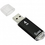 Память Smart Buy «V-Cut» 4GB, USB 2.0 Flash Drive, черный (металл. корпус)