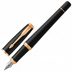 Ручка перьевая PARKER «Urban Core Muted Black GT», корпус черный матовый лак, позолоченные детали, синяя