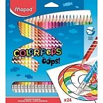 Карандаши цветные Maped Color'peps OOPS 24 цвета трехгранные c ластиком