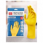 Перчатки резиновые хозяйственные OfficeClean Стандарт+, супер прочные, р. L, желтые, пакет с европодвесом