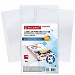 Папки-файлы перфорированные А4 BRAUBERG «STANDARD», КОМПЛЕКТ 100 шт., матовые, 40 мкм