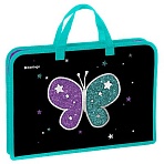 Папка с ручками 1 отделение, А4 Berlingo «Shining butterfly», 340×245×40мм, пластик, на молнии