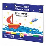 Пластилин BRAUBERG, 10 цветов, 200 г, со стеком