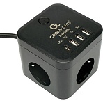 Сетевой фильтр Cablexpert Cube 3р/1.5м, 10А, 3xUSB, черный(CUBE-3-CU3-B-1.5)