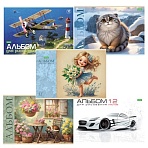 Альбом для рисования А4 12 л., скоба, обложка офсет, HATBER ECO, 205×290 мм, Ассорти (5 видов), 085250