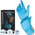 Перчатки нитрил., н/с, н/о,5.5гр./шт, голуб. FOXY-GLOVES (S)50 пар/уп