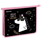 Папка для тетрадей 1 отделение, А5 Berlingo «Dream Like A Unicorn», 240×205×40 мм, пластик, на молнии