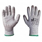 Перчатки рабочие с защитой от порезов Jeta Safety трикотажные полиэтиленовые с полиуретаном (13 класс, 4 нити, размер 9, L, JCP051)